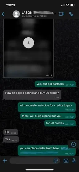 WhatsApp conversation with a customer, 3 of 5