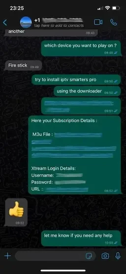 WhatsApp conversation with a customer, 5 of 5